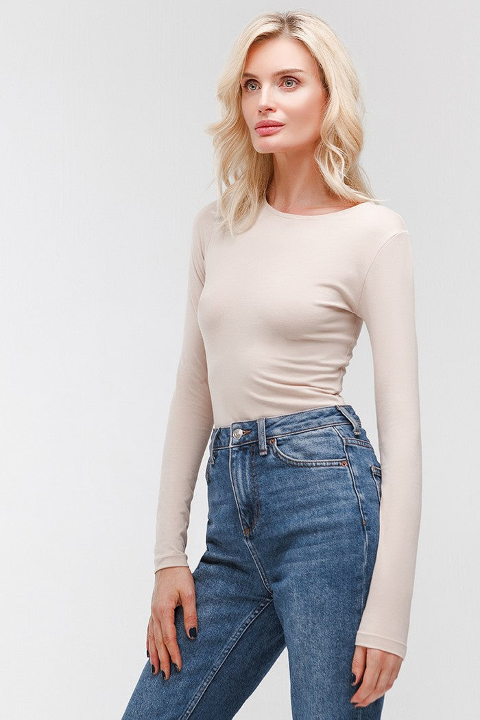 Хлопковое боди с длинными рукавами WL18304/4 Thursday beige