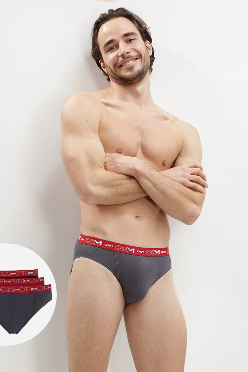 Мужские трусы слип из хлопка 6595 MPK (3 шт.) gris pl/rouge/n