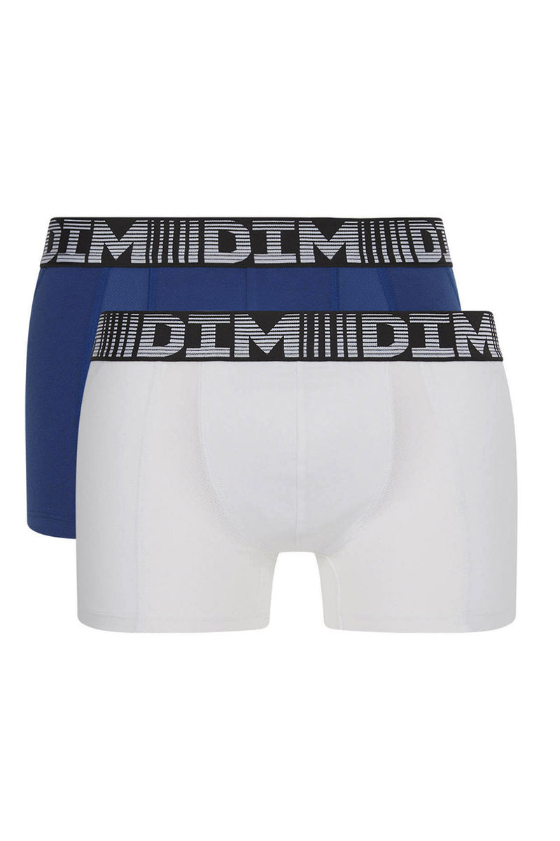 Мужские трусы шорты из хлопка D01N1 3D Flex Air (2 шт.) bleu ac/blanc