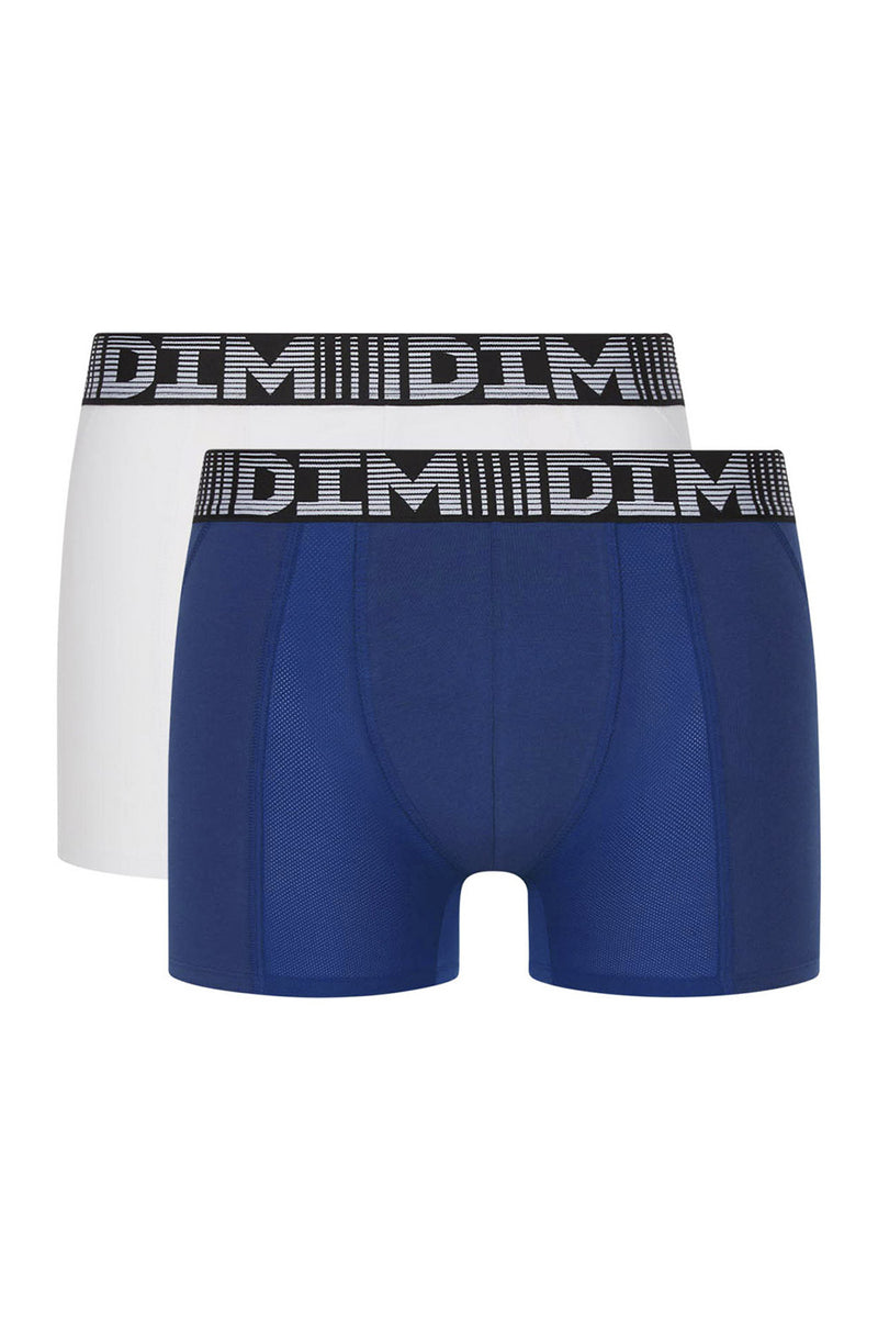 Мужские трусы шорты из хлопка D01N2 3D Flex Air (2 шт.) bleu ac/blanc