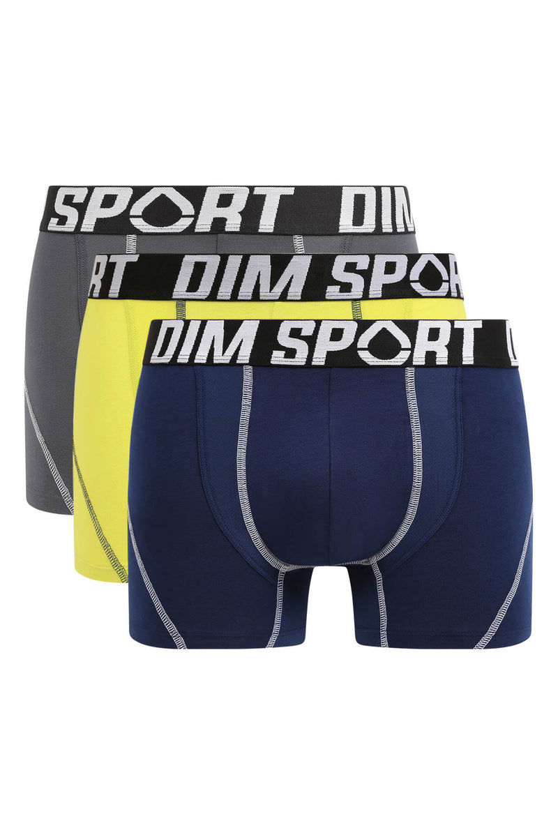 Мужские трусы шорты из хлопка D08EX Sport (3 шт.) gris/bleu/vert