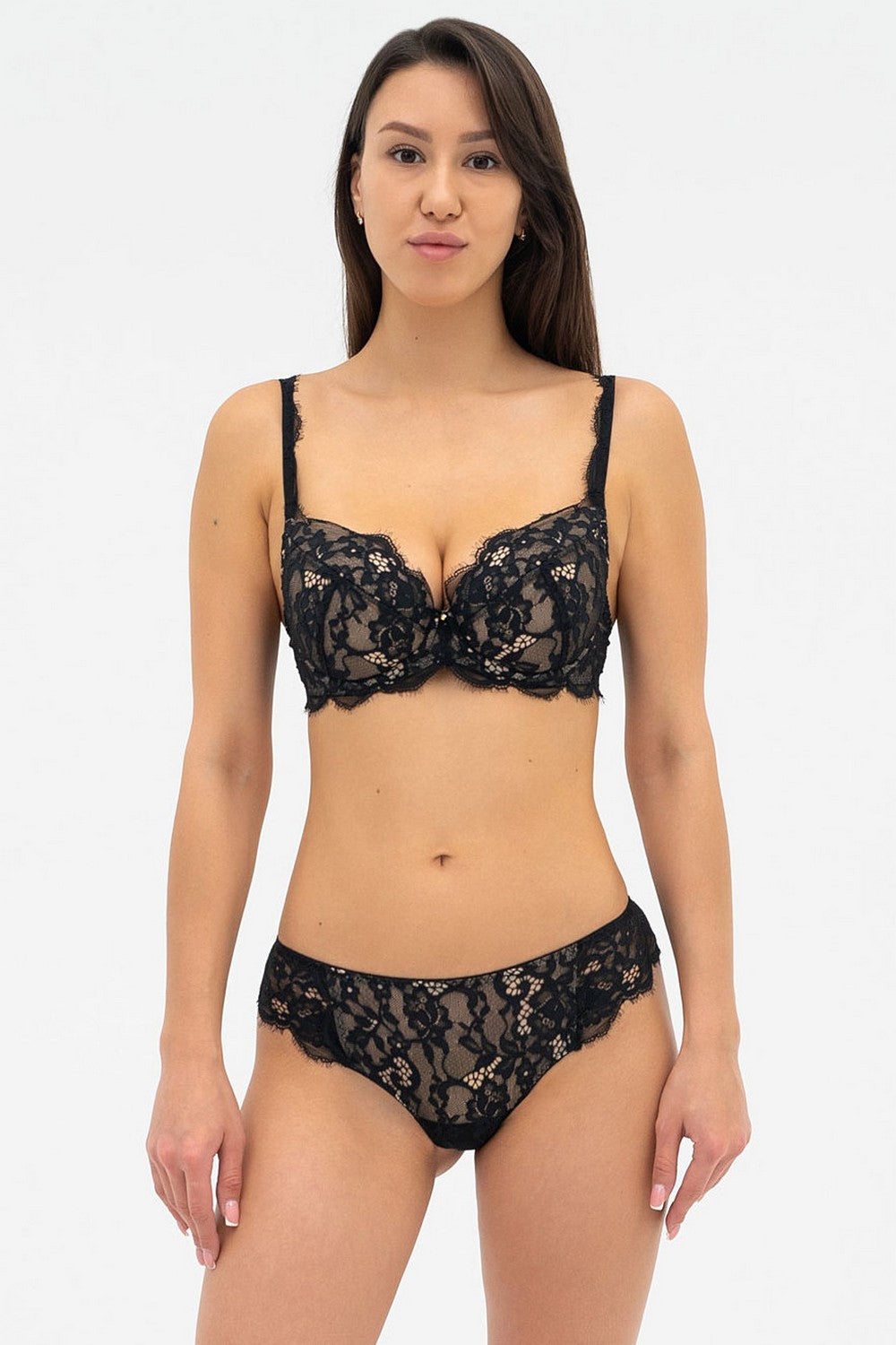 Трусики бразиліана з мережива 020 210 08 black/peony