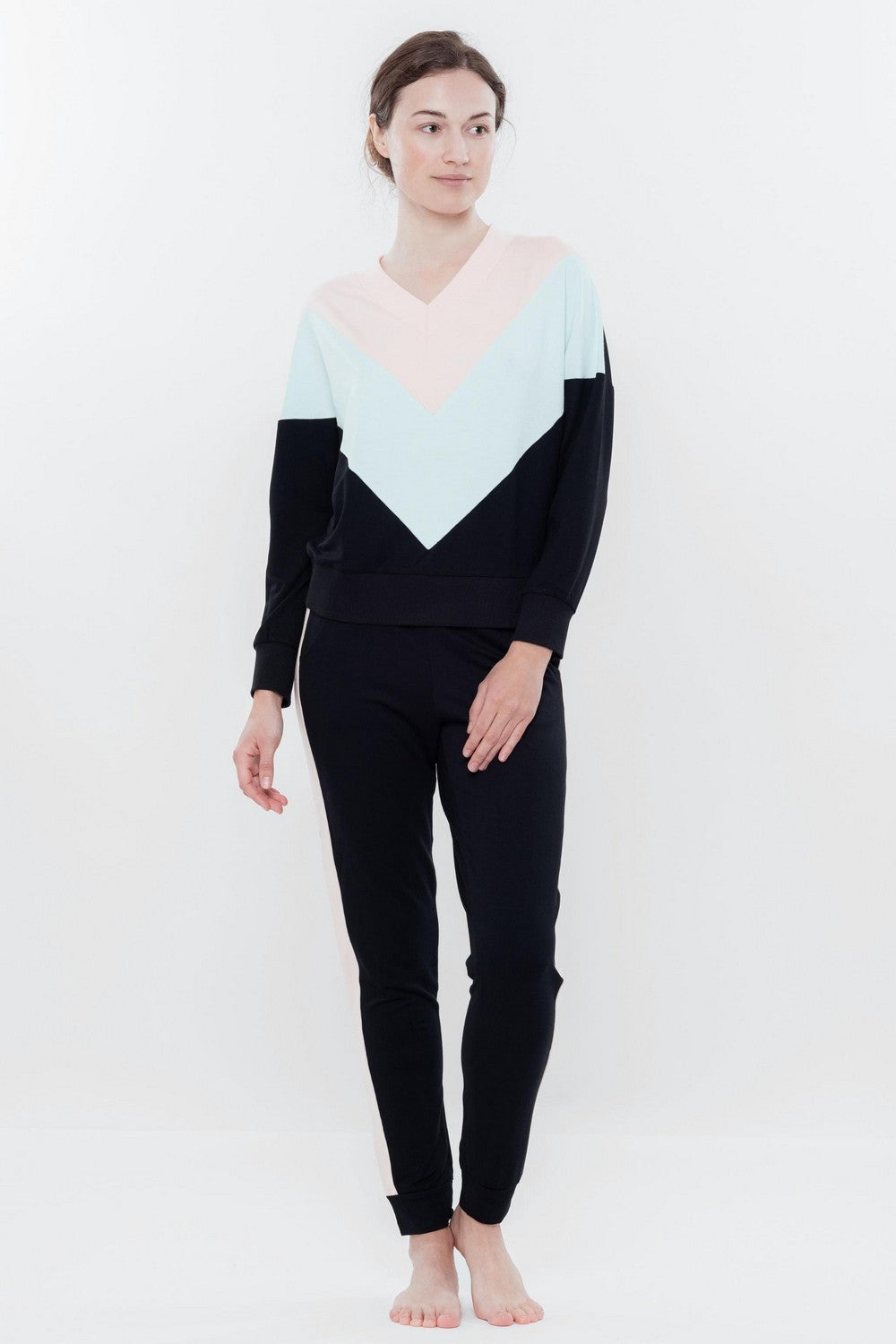 Флисовый комплект для дома 03152 peach/mint/black