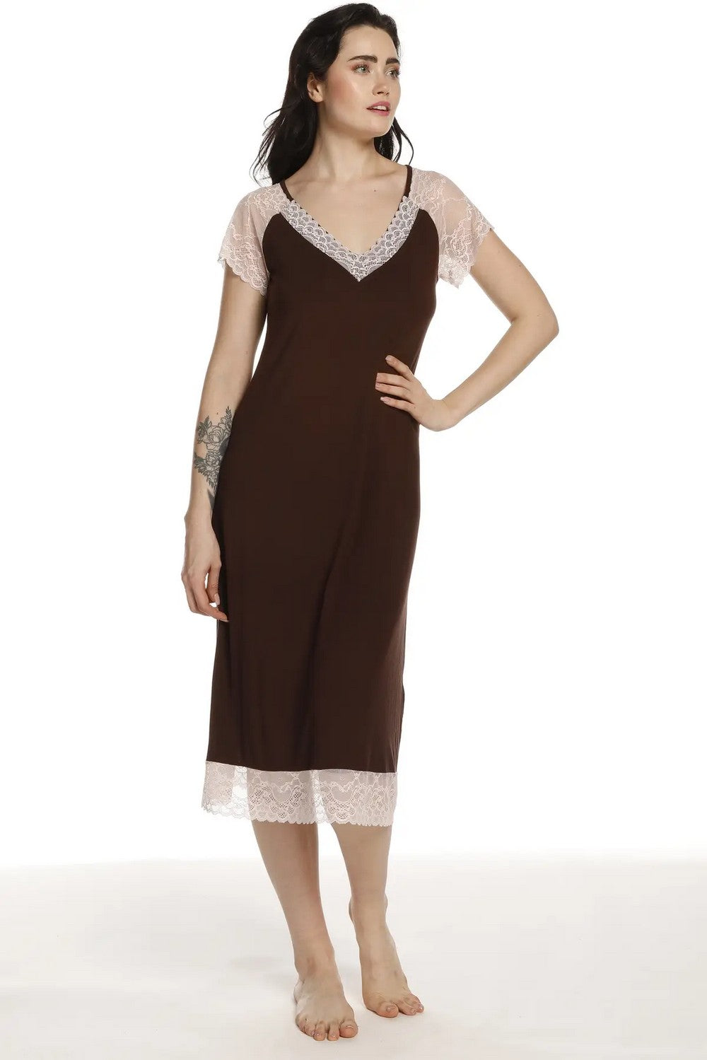 Ночная сорочка с кружевом 03220 chocolate