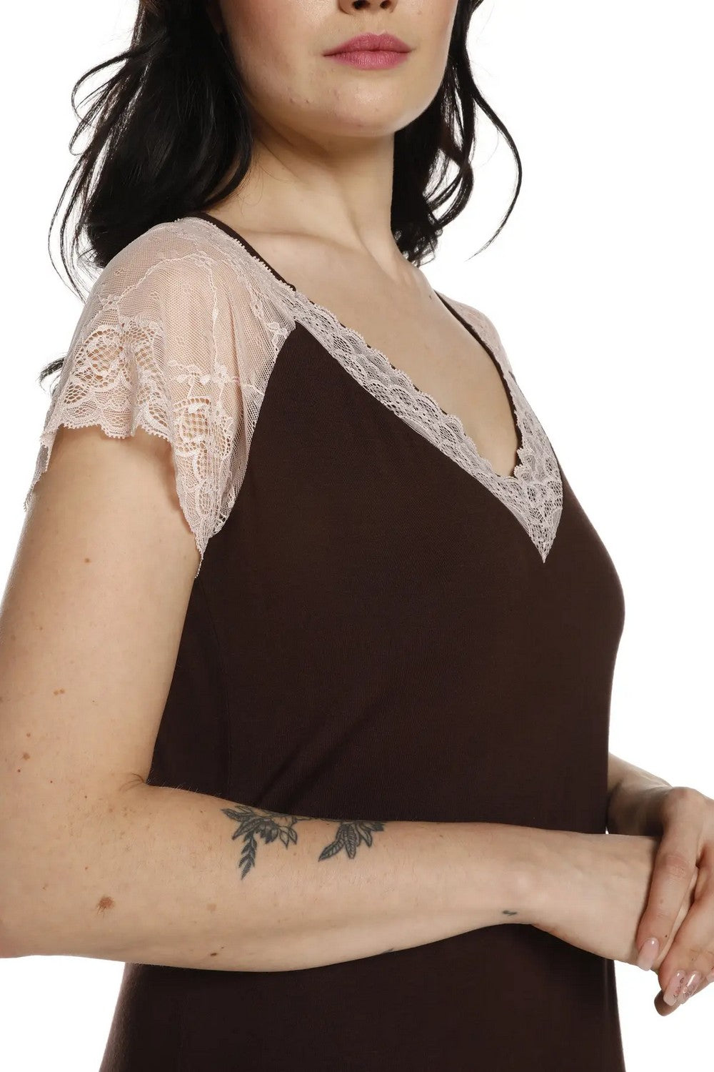 Ночная сорочка с кружевом 03220 chocolate