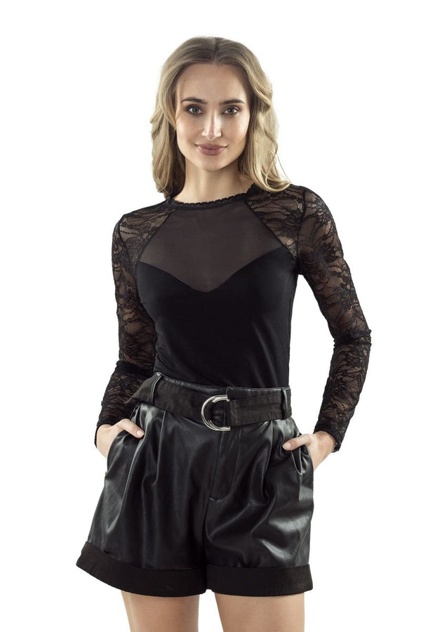 Блуза с кружевными рукавами Enrica black