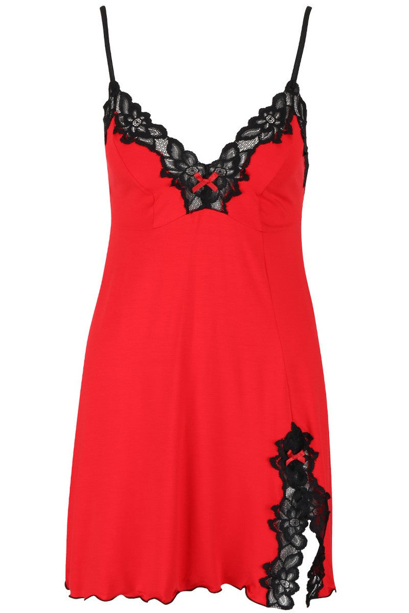 Ночная сорочка из вискозы с разрезом на бедре Roma red