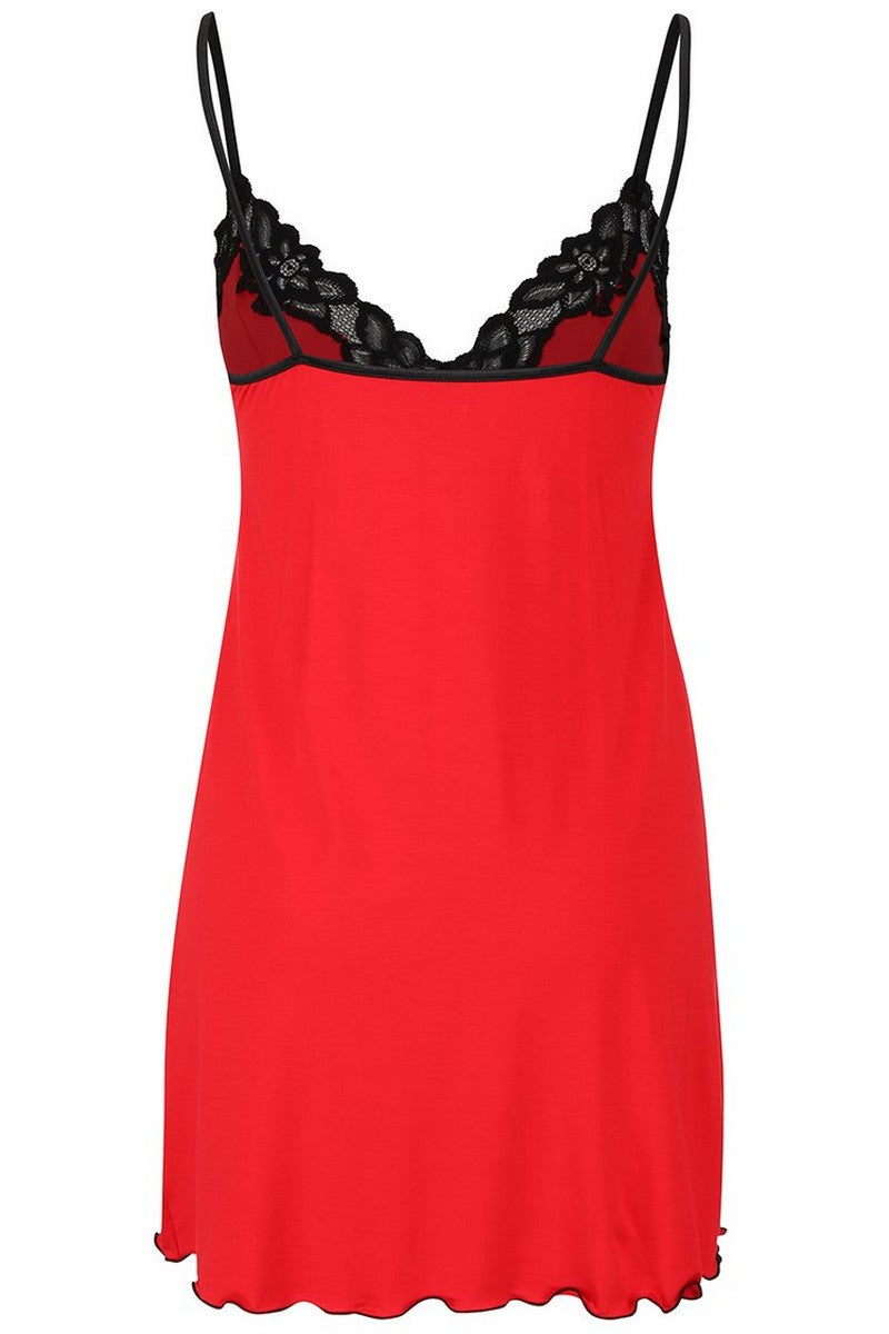 Ночная сорочка из вискозы с разрезом на бедре Roma red