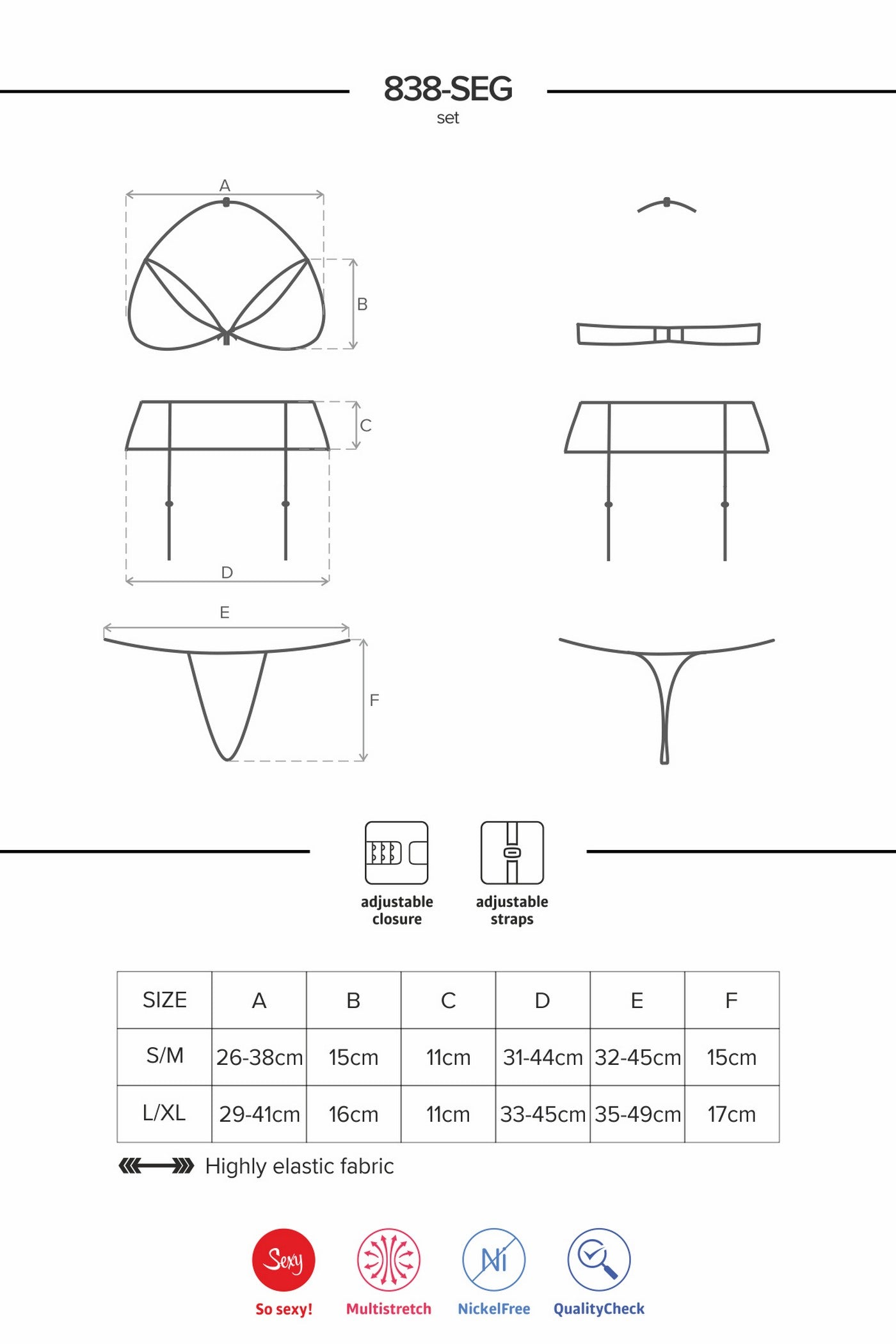 Кружевной комплект с поясом 838-SEG-1