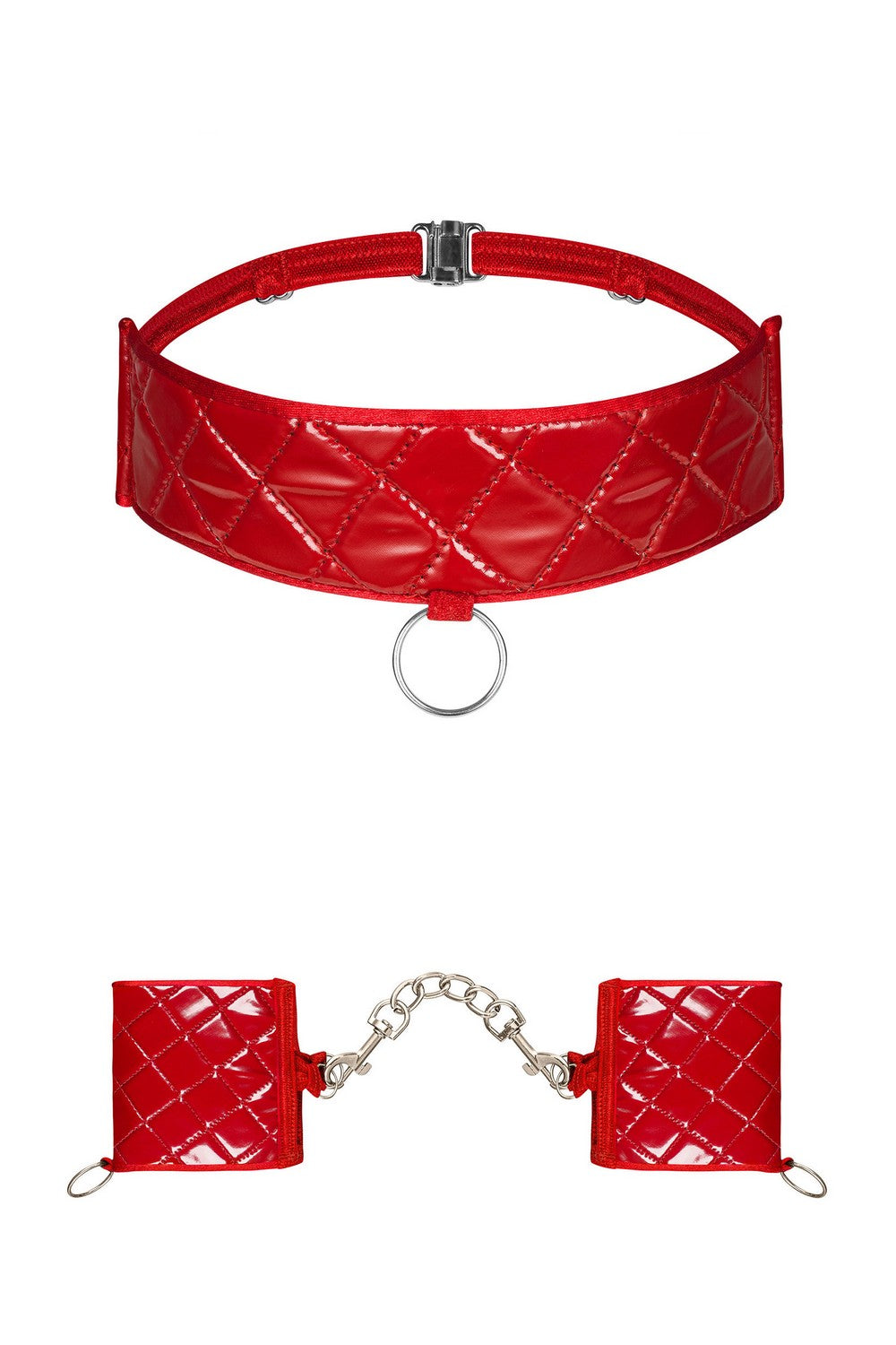 Наручники с чокером Hunteria red