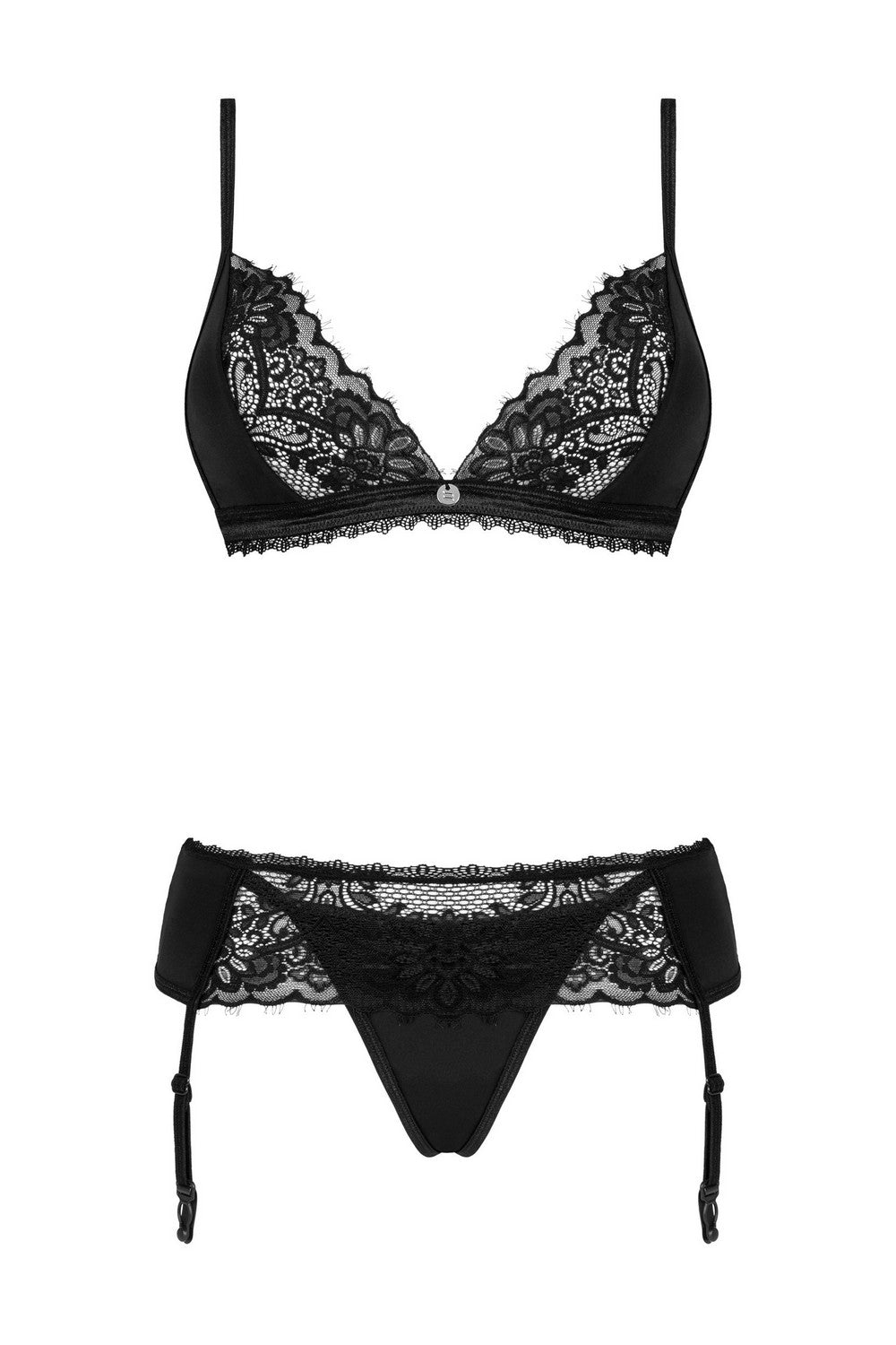 Кружевной комплект с поясом Maderris black