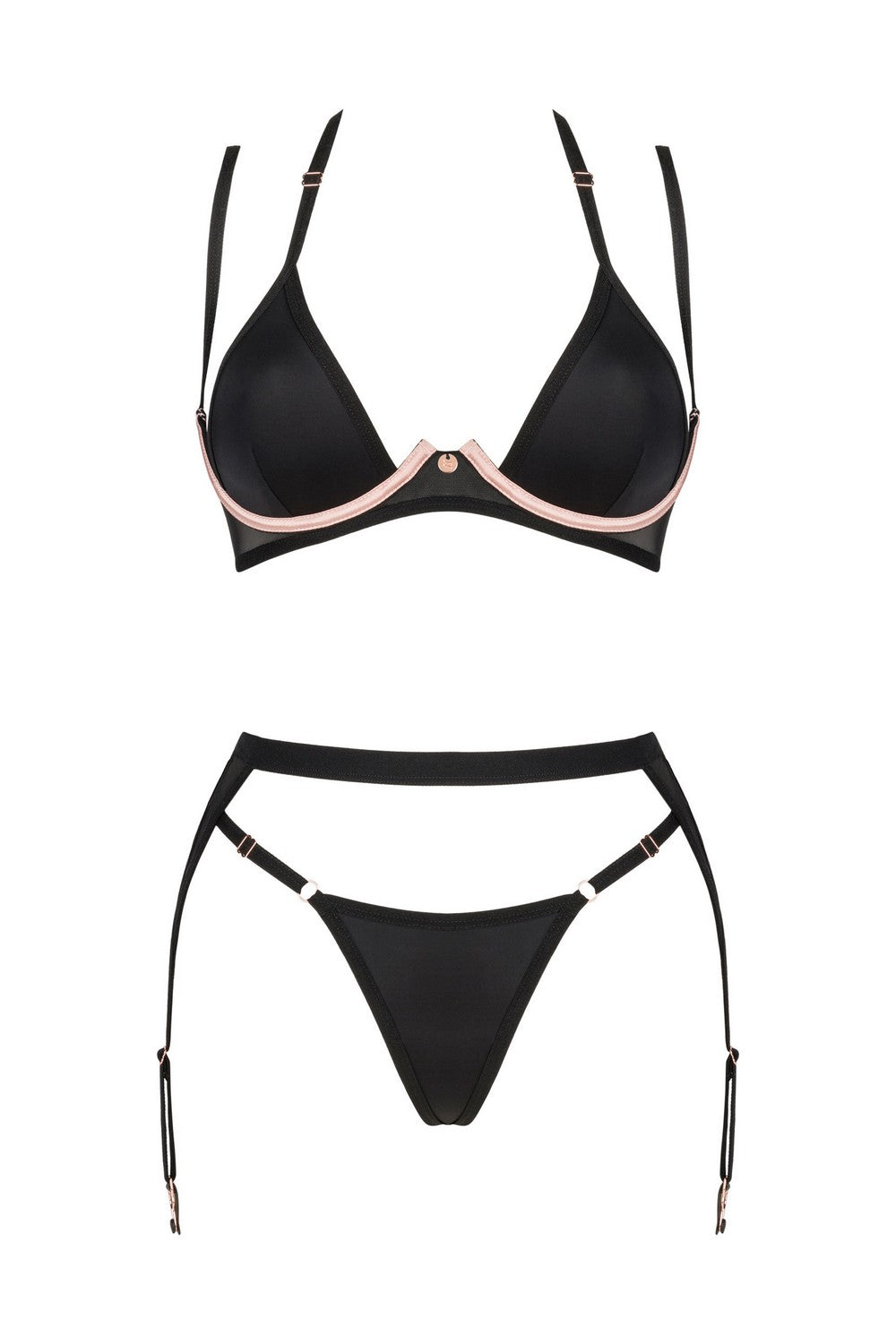 Комплект из микросетки с поясом Selinne black