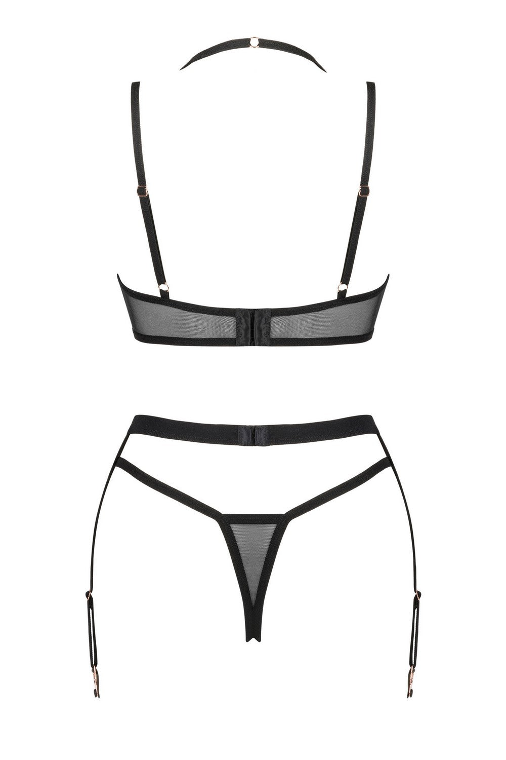 Комплект из микросетки с поясом Selinne black