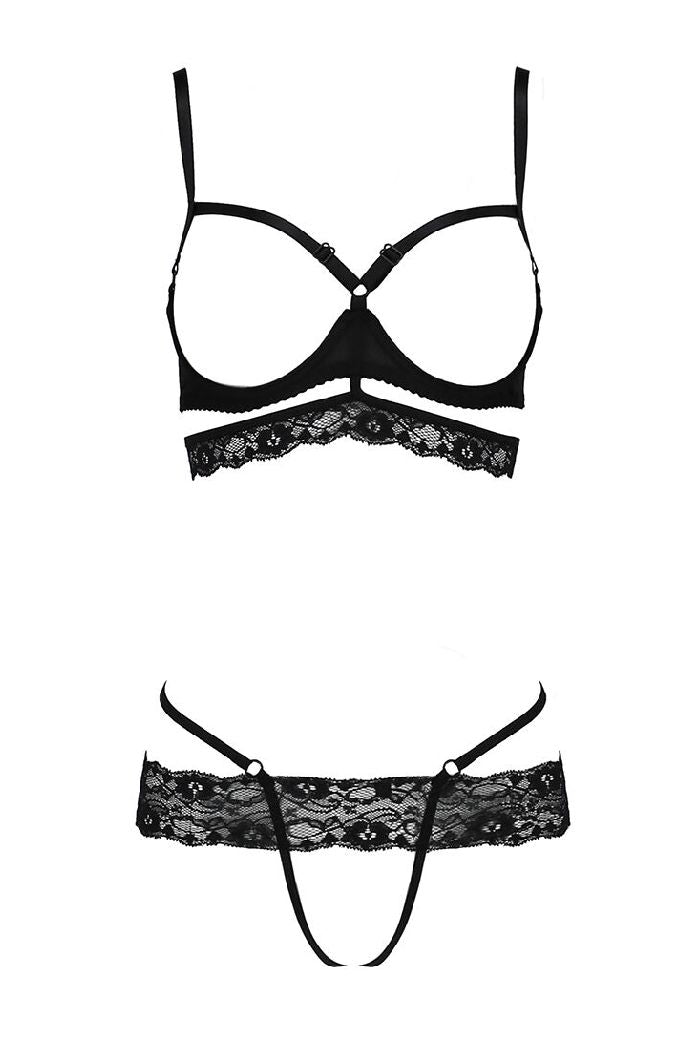 Эротический комплект с открытой грудью Saria