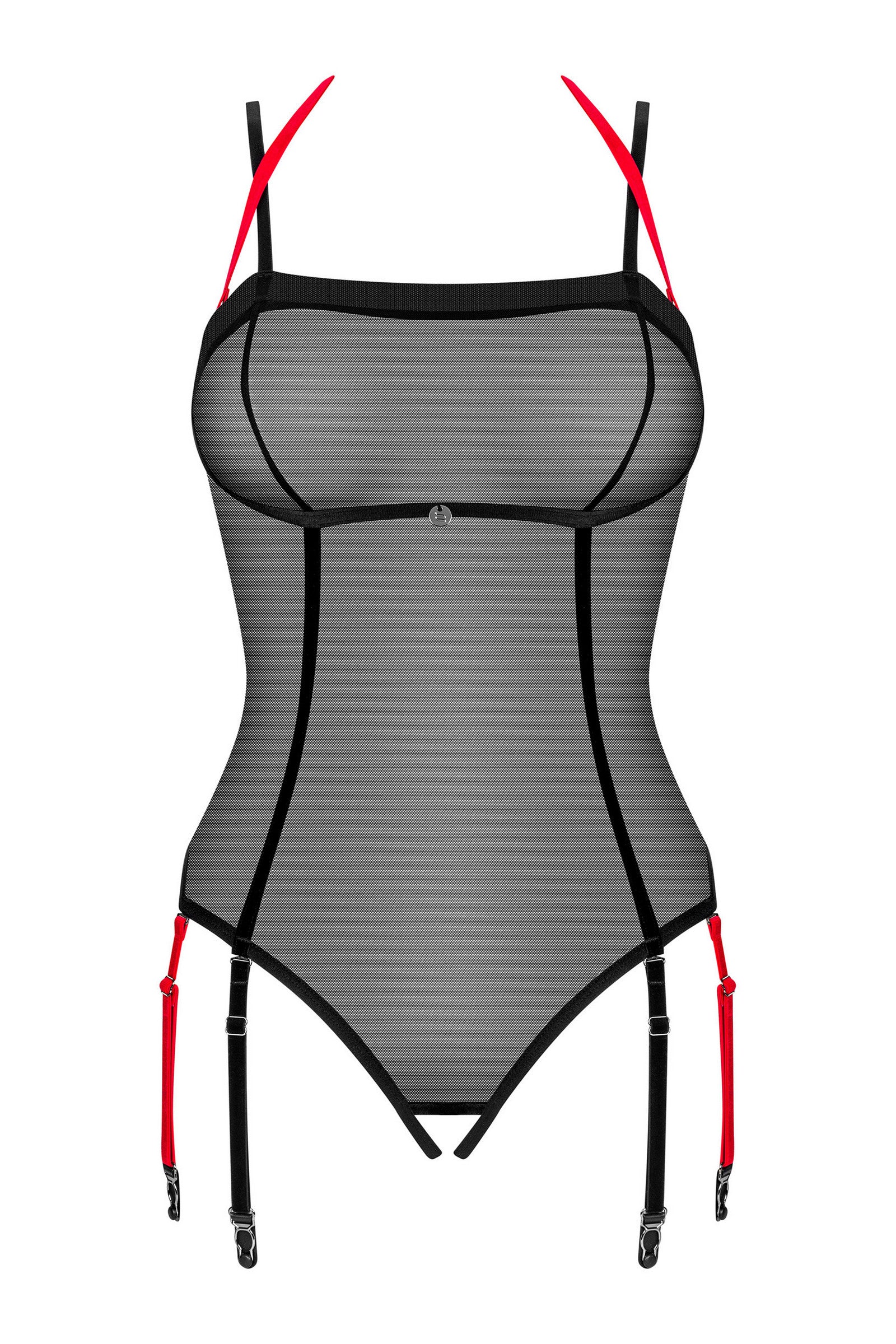 Прозрачное боди с пажами для чулок Glandez otwarte