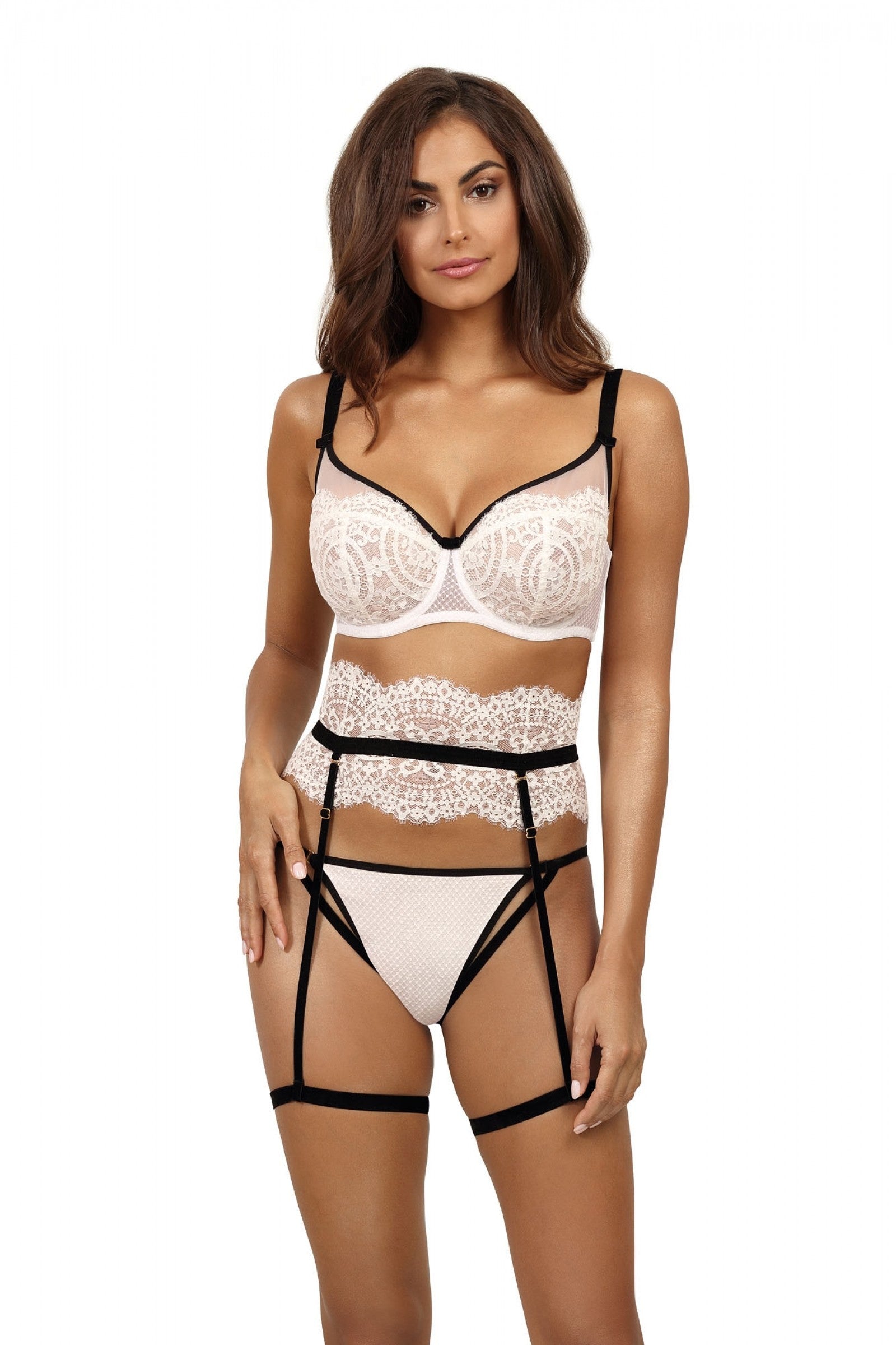 Трусики танга с ремешками Blanche C500 ecri/black