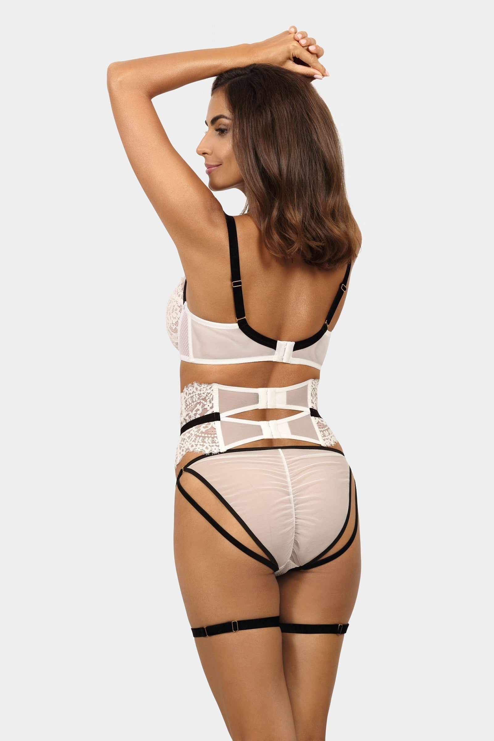 Трусики танга с ремешками Blanche C500 ecri/black