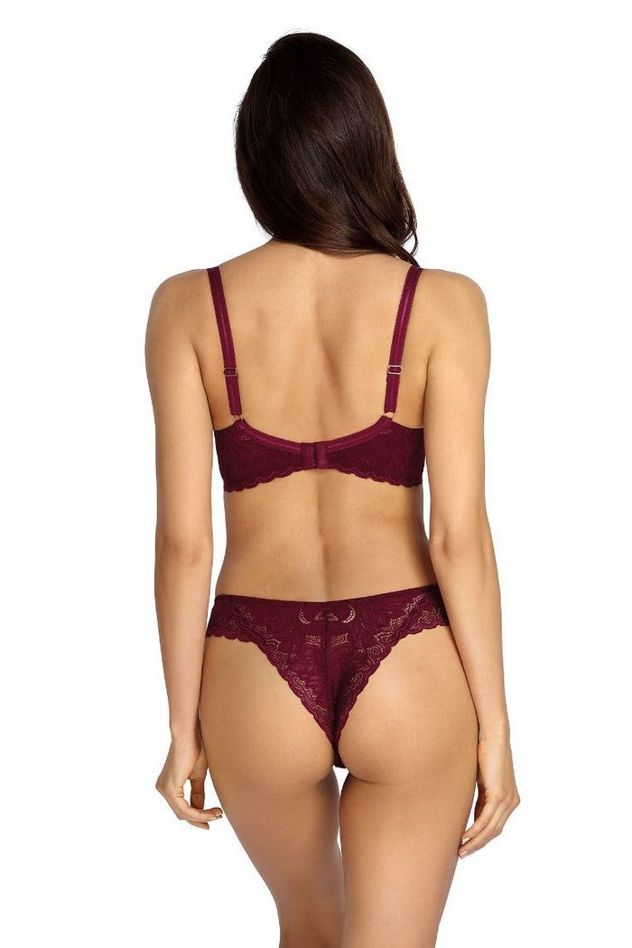 Трусики бразилиана с кружевом Jasmin C322 burgundy/beige