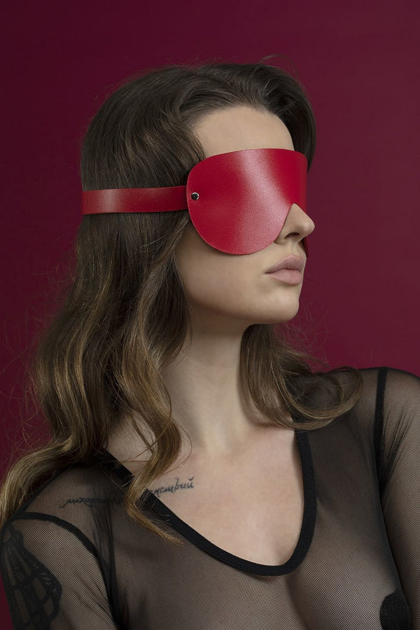 Кожаная маска Blindfold Mask red