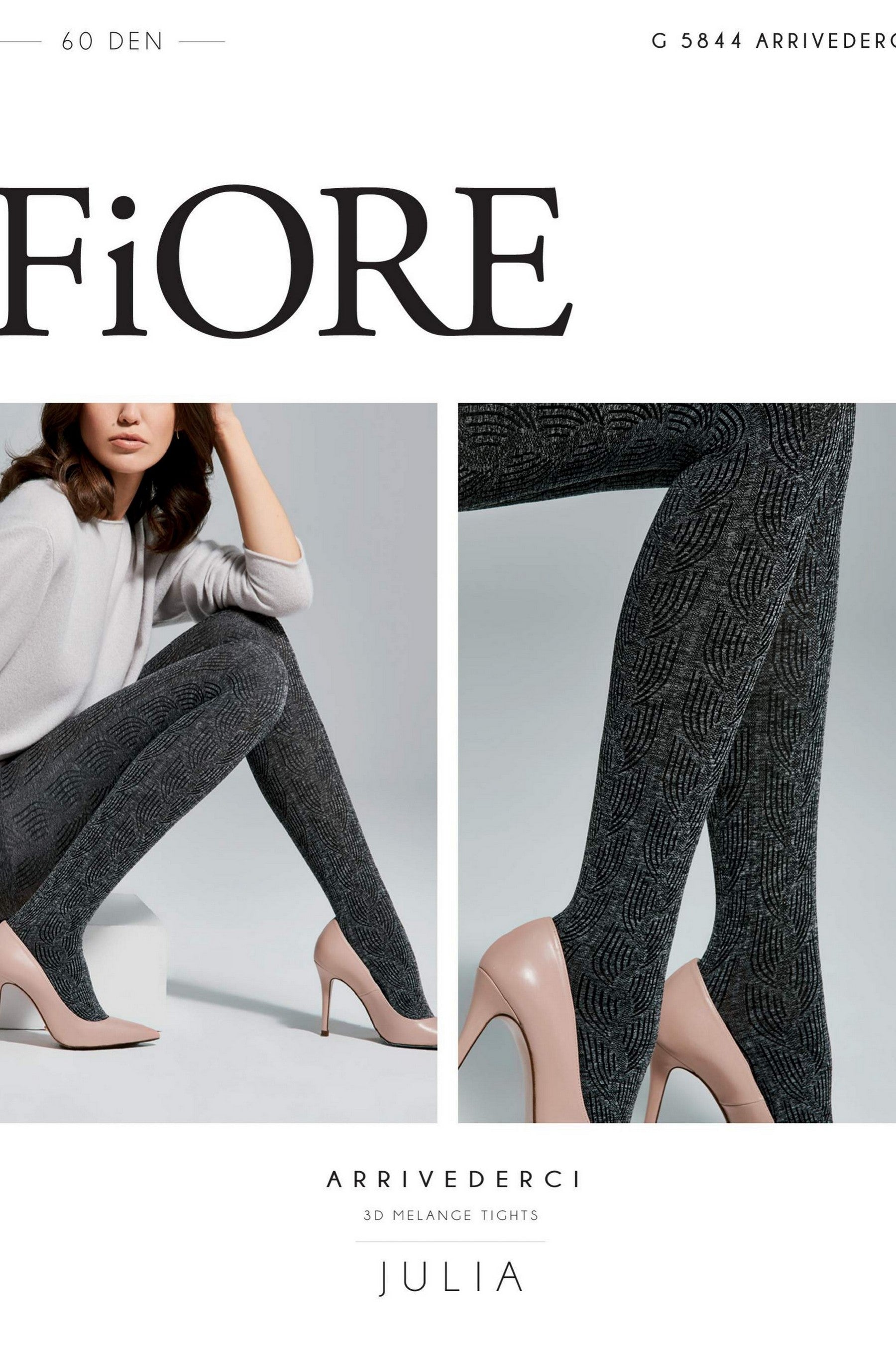 Меланжевые колготки с имитацией вязаной косы Arrivederci 60d