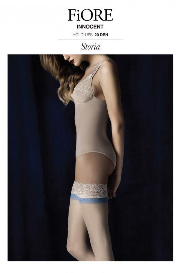 Романтичные кружевные чулки с голубой полоской Innocent 20d A4005