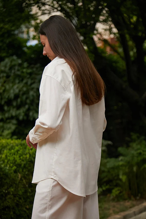 Льняная рубашка с длинным рукавом LN0058-09-60 cream