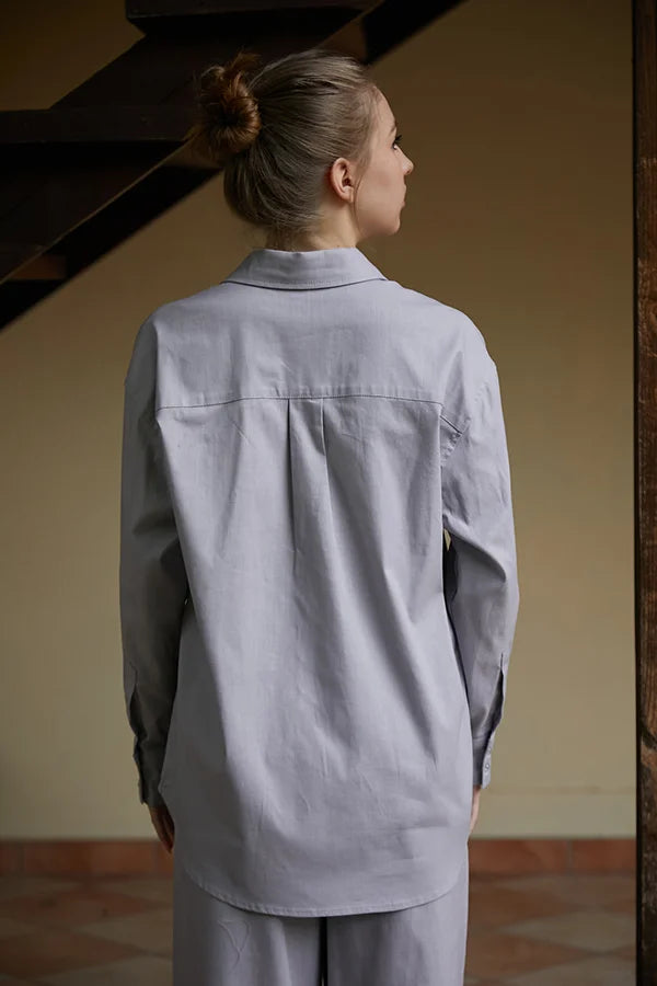 Льняная рубашка с длинным рукавом LN0058-13-60 gray