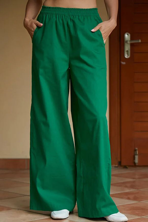 Льняные брюки прямого кроя LN0061-07-09 green