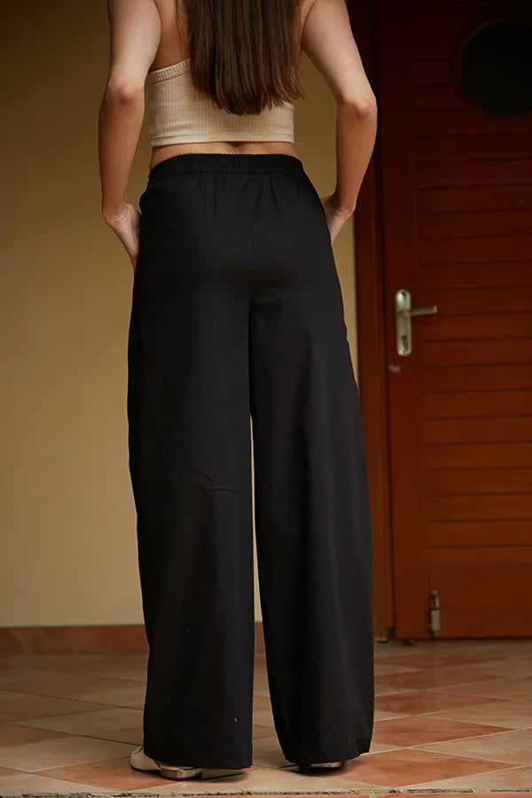 Льняные брюки прямого кроя LN0061-16-09 black