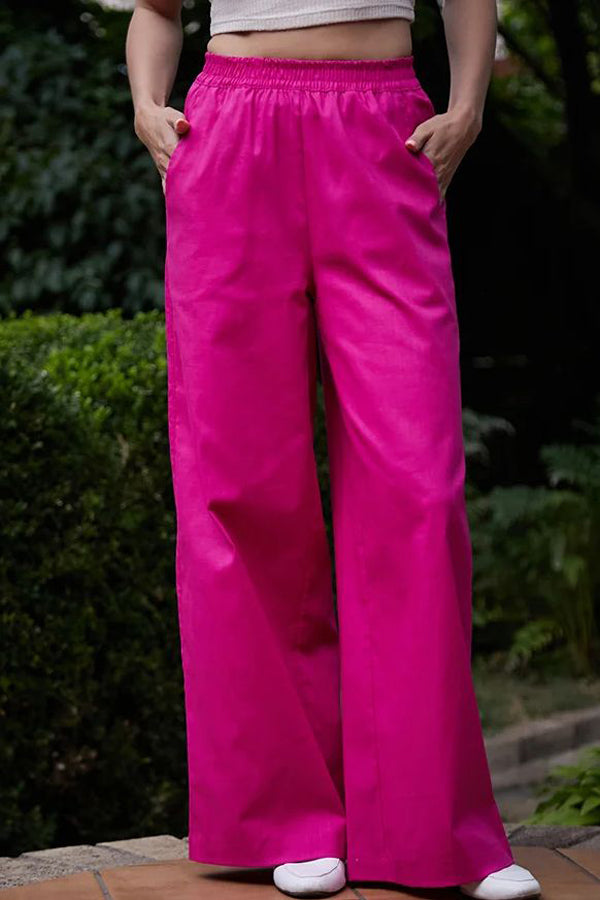 Льняные брюки прямого кроя LN0061-87-09 raspberries