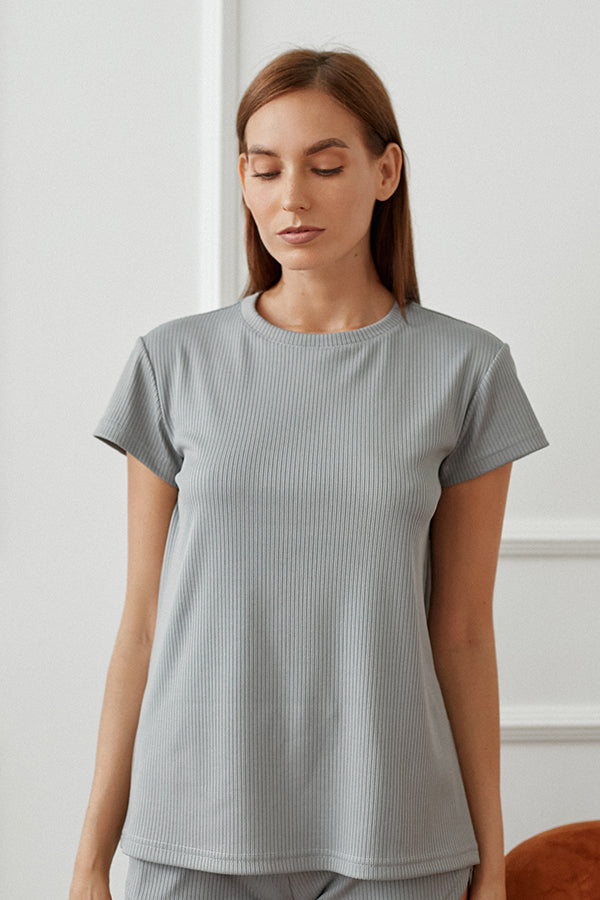 Хлопковая футболка в рубчик Paula TR0056-12-50