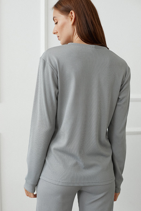 Хлопковый лонгслив в рубчик Paula TR0056-12-60