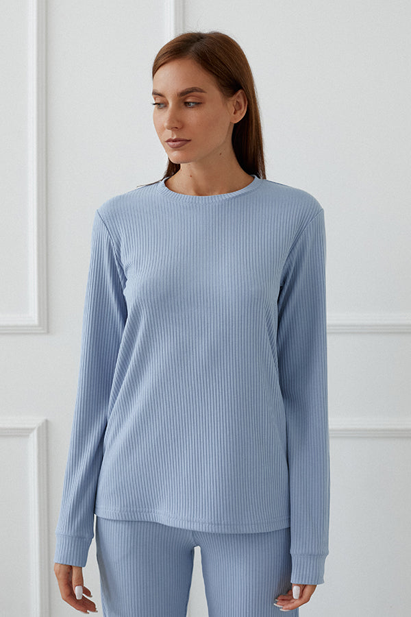 Хлопковый лонгслив в рубчик Valery TR0056-04-60
