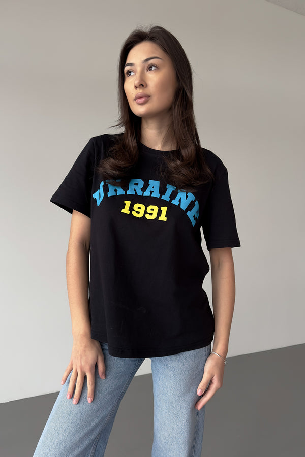 Хлопковая футболка Ukraine 1991 U217071 black