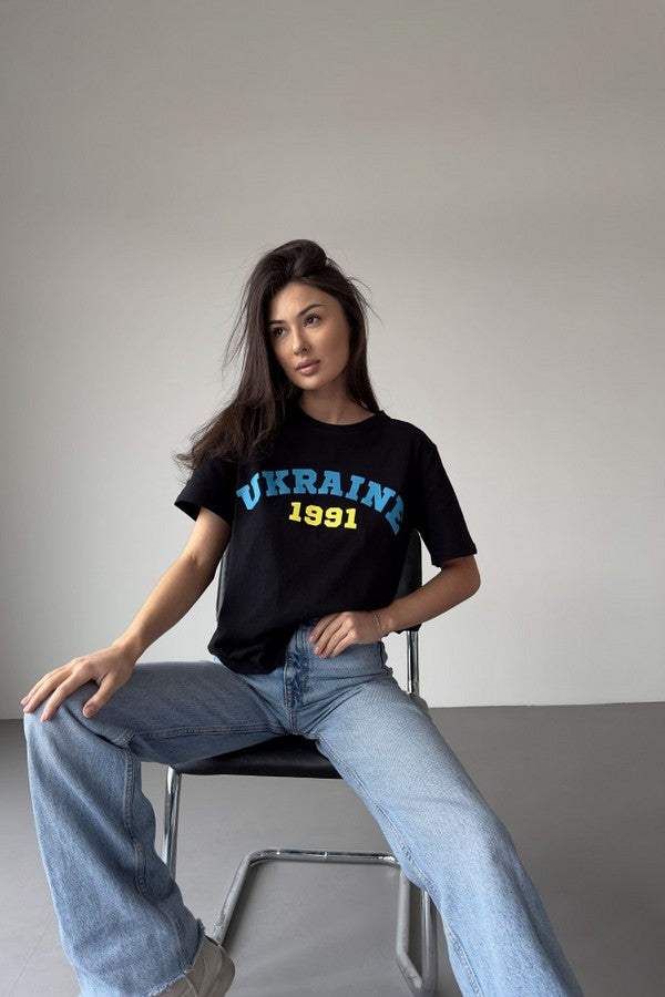 Хлопковая футболка Ukraine 1991 U217071 black