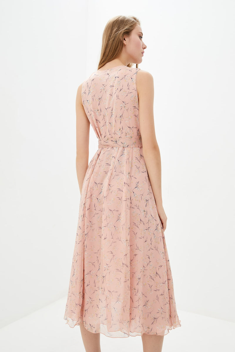 Шифоновое платье с цветами 100025-1 peach