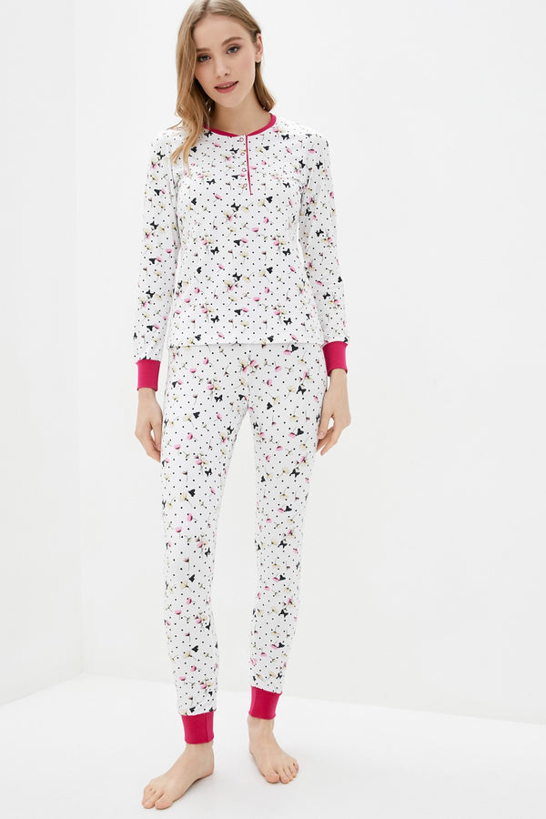 Хлопковая пижама с цветочным принтом 21056 white