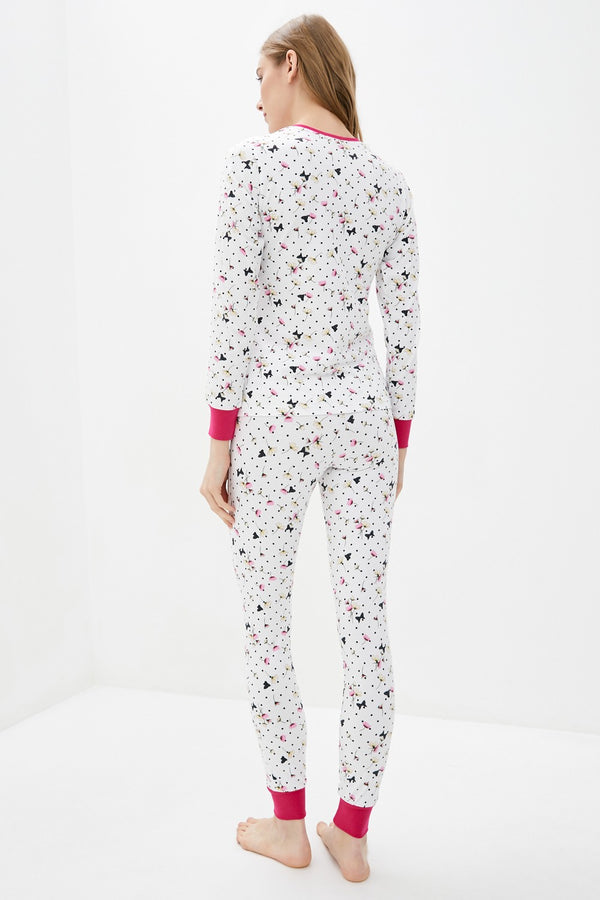 Хлопковая пижама с цветочным принтом 21056 white
