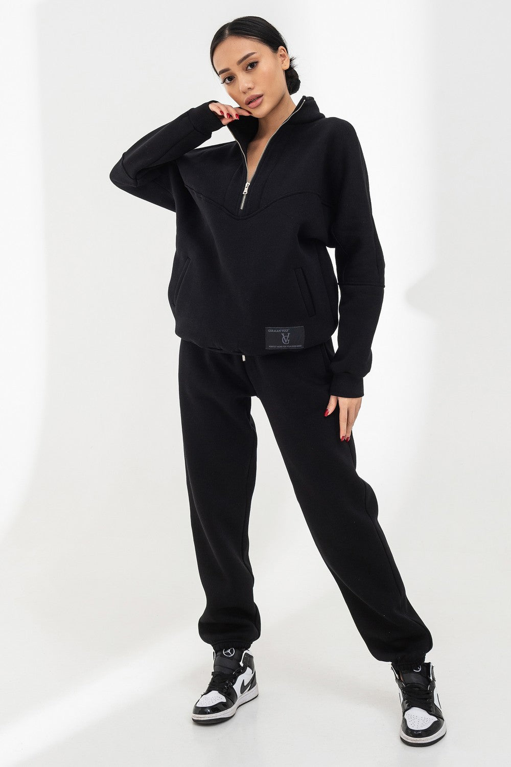 Трикотажный костюм на флисе 21070-1 black