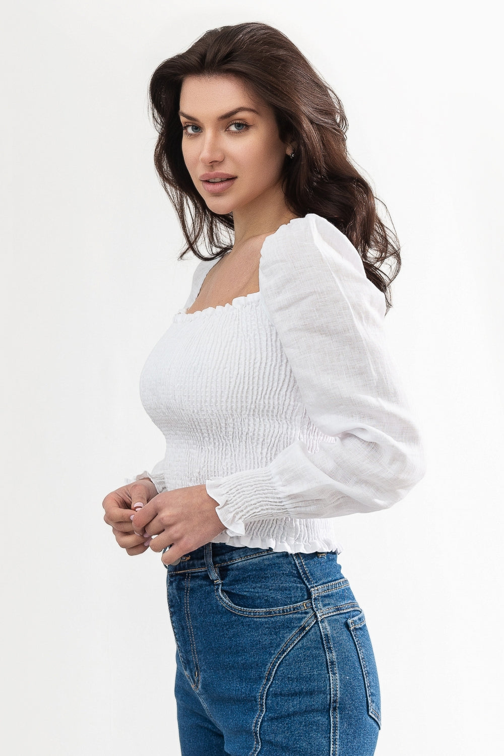 Блуза с объемными рукавами Зефир 22012 white