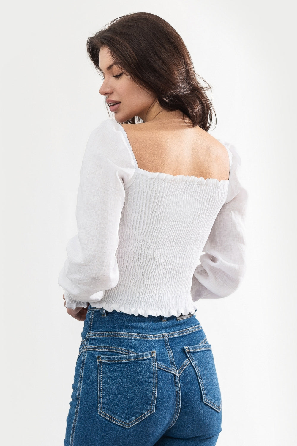 Блуза с объемными рукавами Зефир 22012 white