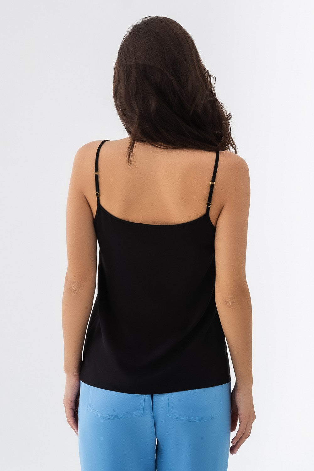 Шелковый топ с кружевом 22013 black