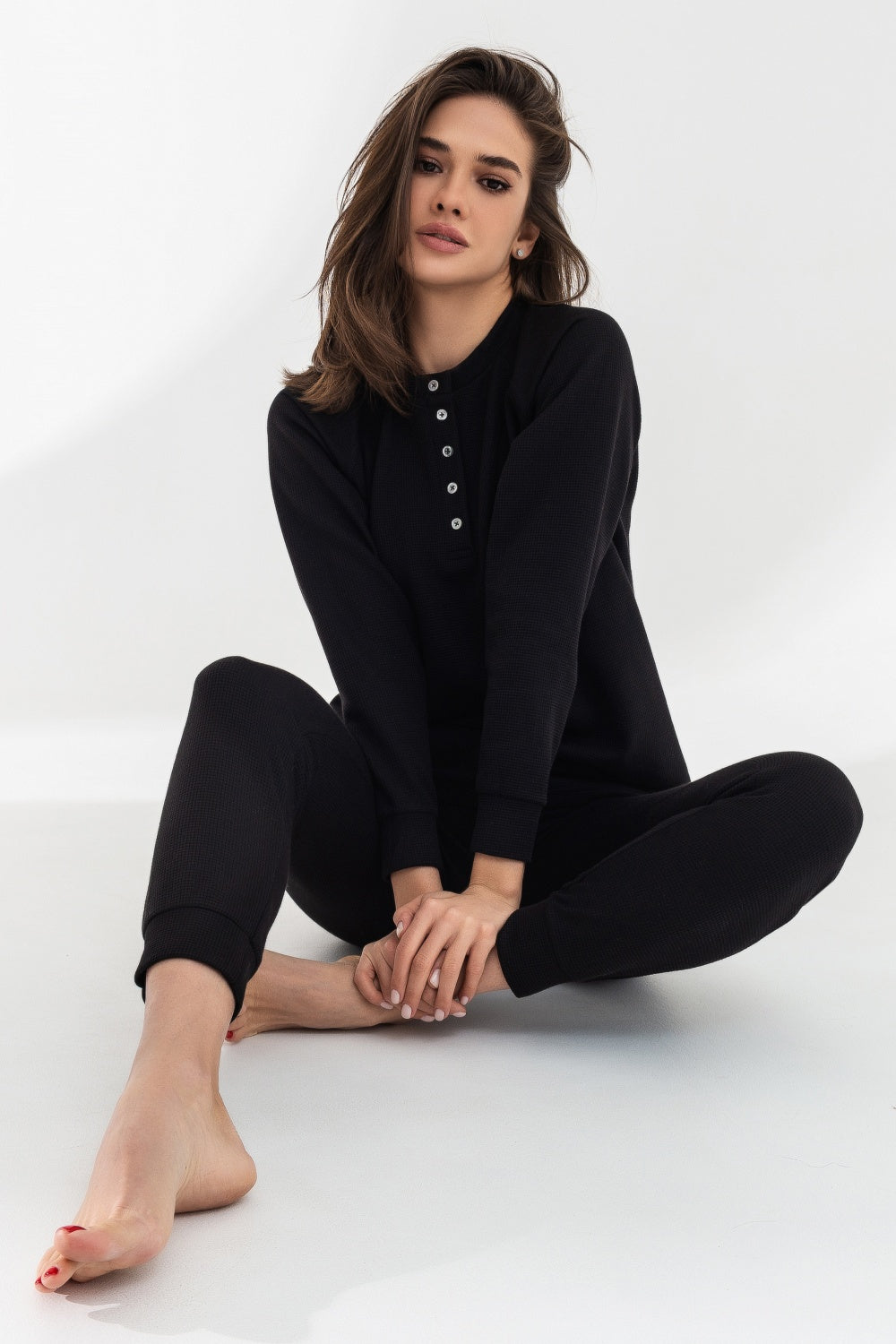 Хлопковый комплект на пуговицах 23001-1 black