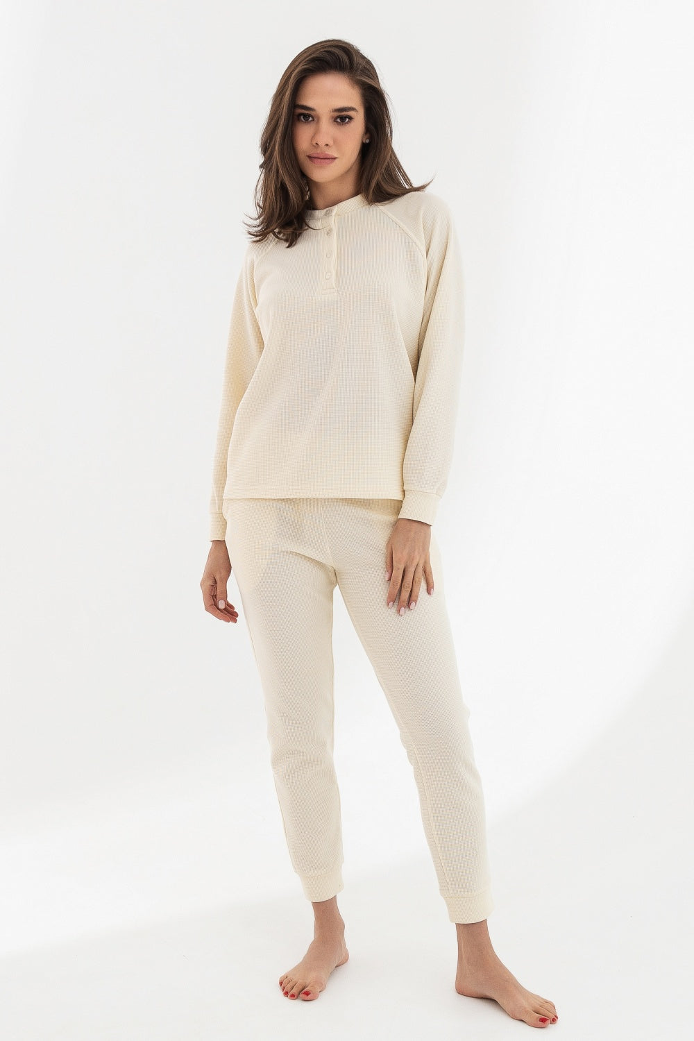 Хлопковый комплект на пуговицах 23001-2 milk