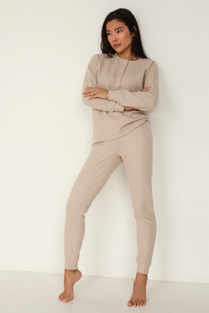 Хлопковый комплект на пуговицах 23001-3 cocoa