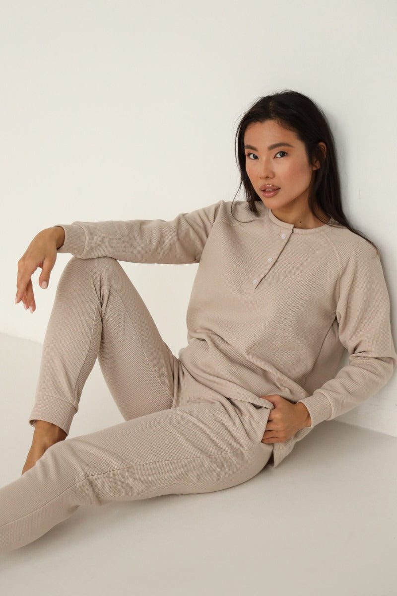 Хлопковый комплект на пуговицах 23001-3 cocoa