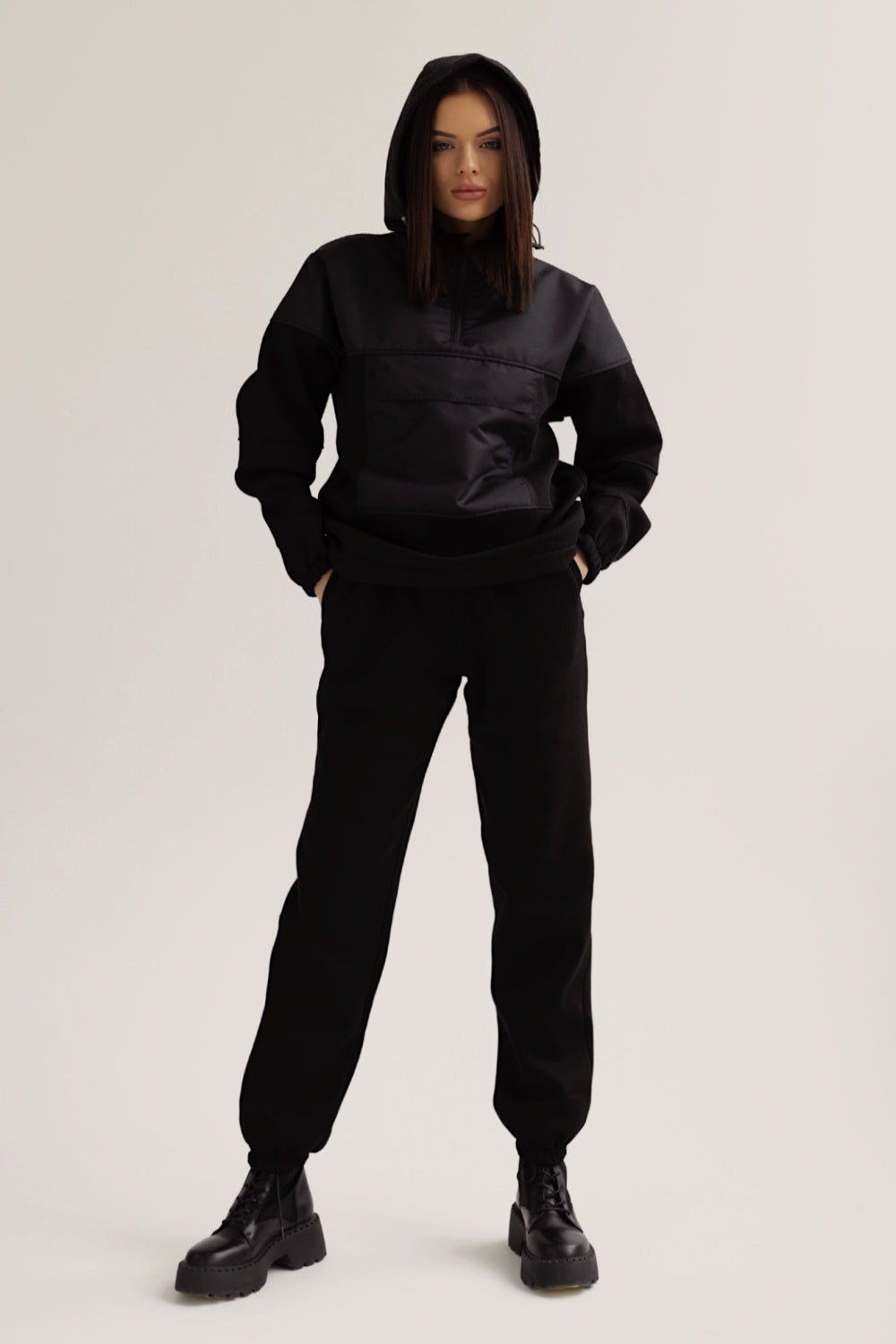 Спортивный костюм на флисе 23009 black