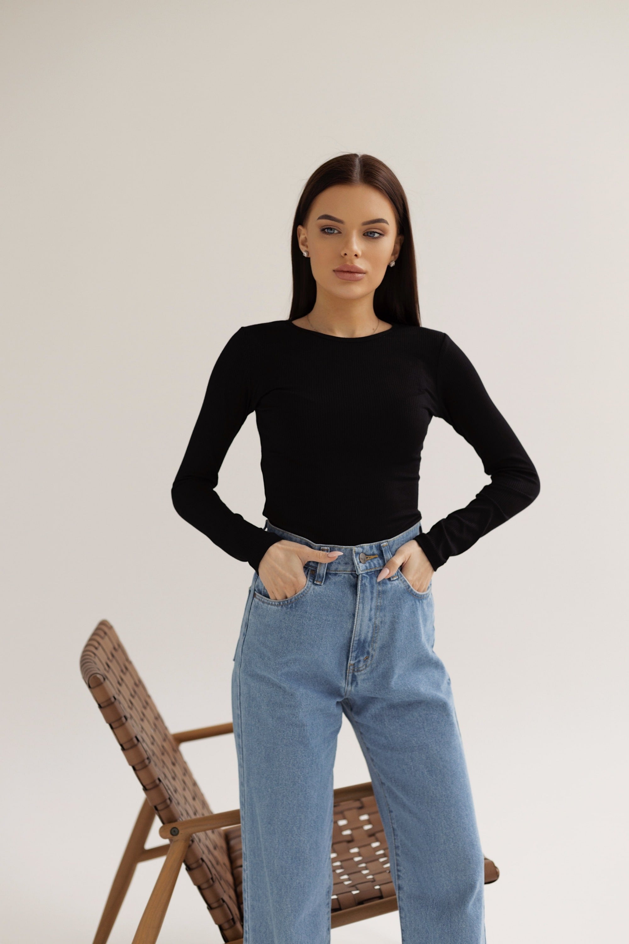 Лонгслив из вискозы 23011-1 black