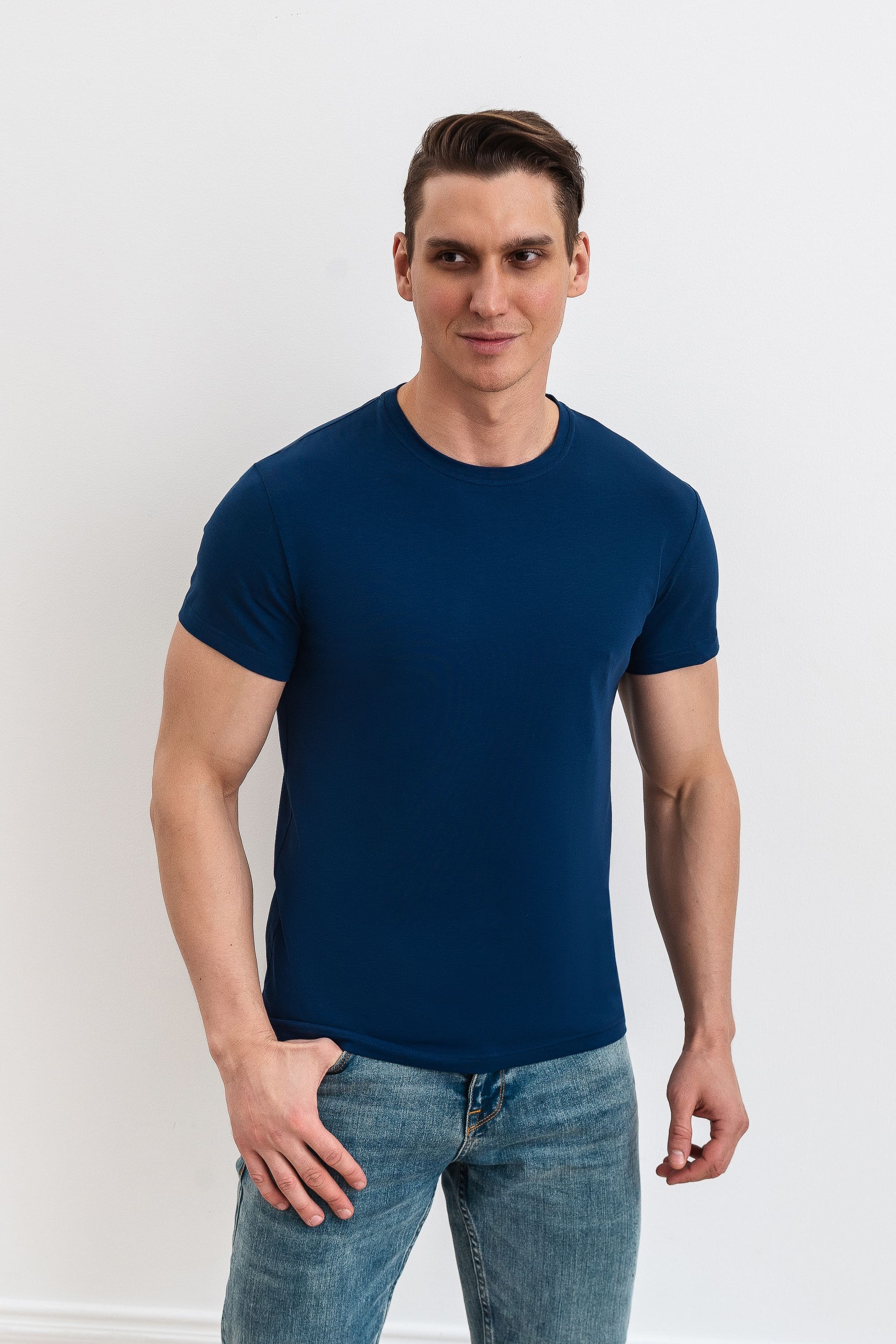 Мужская футболка из хлопка 23016 blue