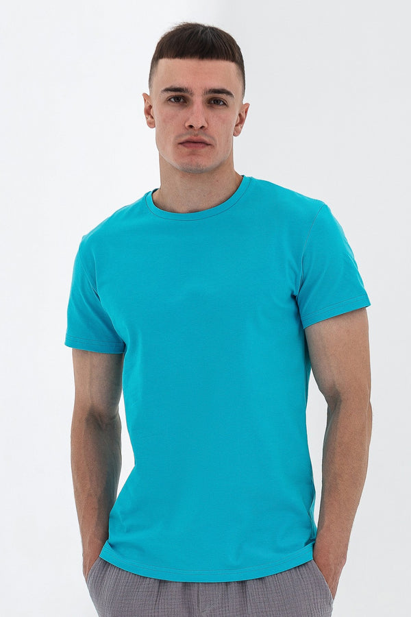 Чоловіча футболка з бавовни 23016 light blue